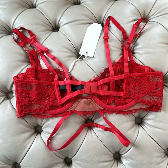 ❤️NWT For Love & Lemons Valentines Day Rosa Lace Red Heart Bra & Panty Set M❤️ - Picture 8 of 16